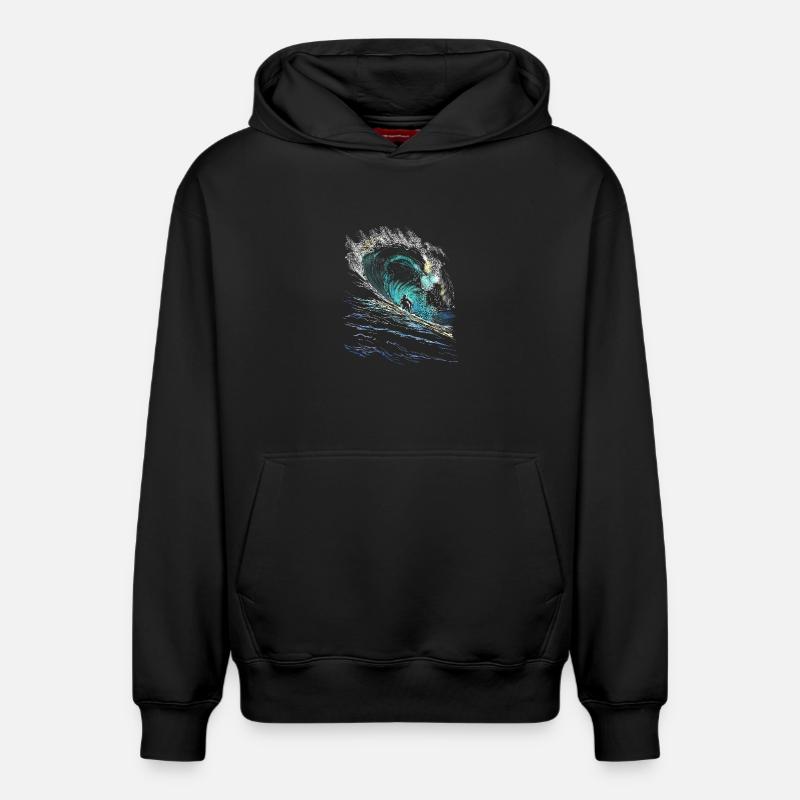 Surfeur - Sweat à capuche unisexe décontracté en coton biologique – de SPREAD - noir