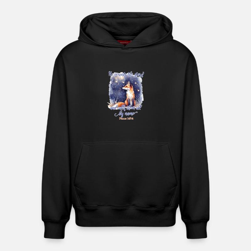 Fox Bible Verse Christian - Sweat à capuche unisexe décontracté en coton biologique – de SPREAD - noir