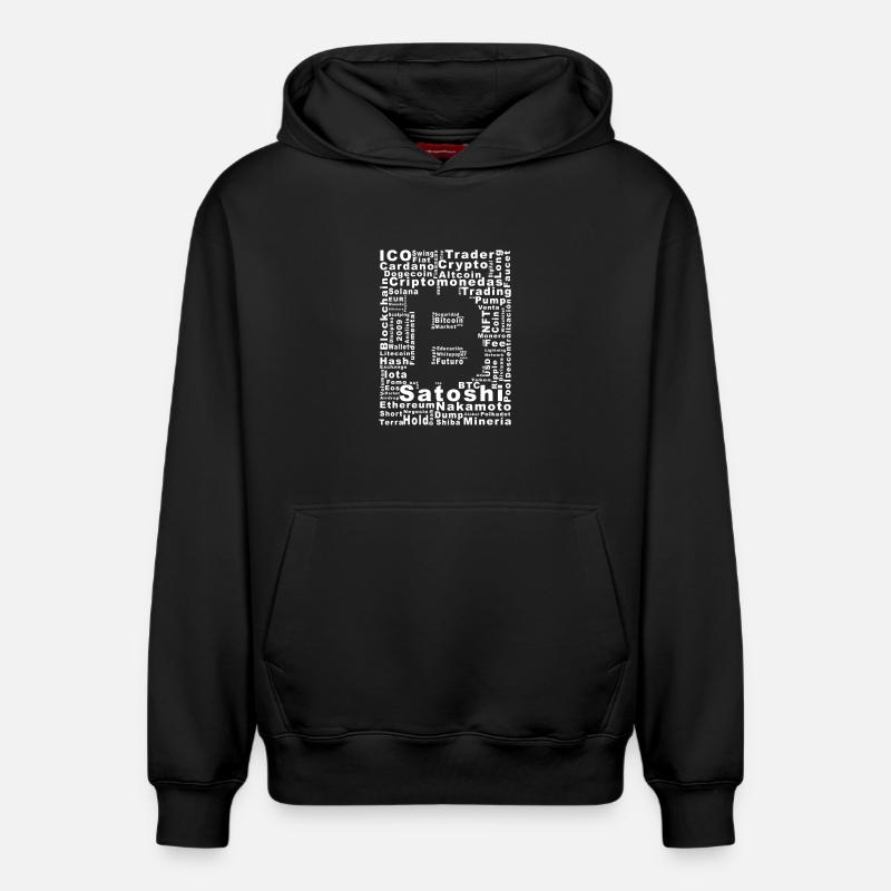 Satoshi Nakamoto Crypto Collage - Sweat à capuche unisexe décontracté en coton biologique – de SPREAD - noir
