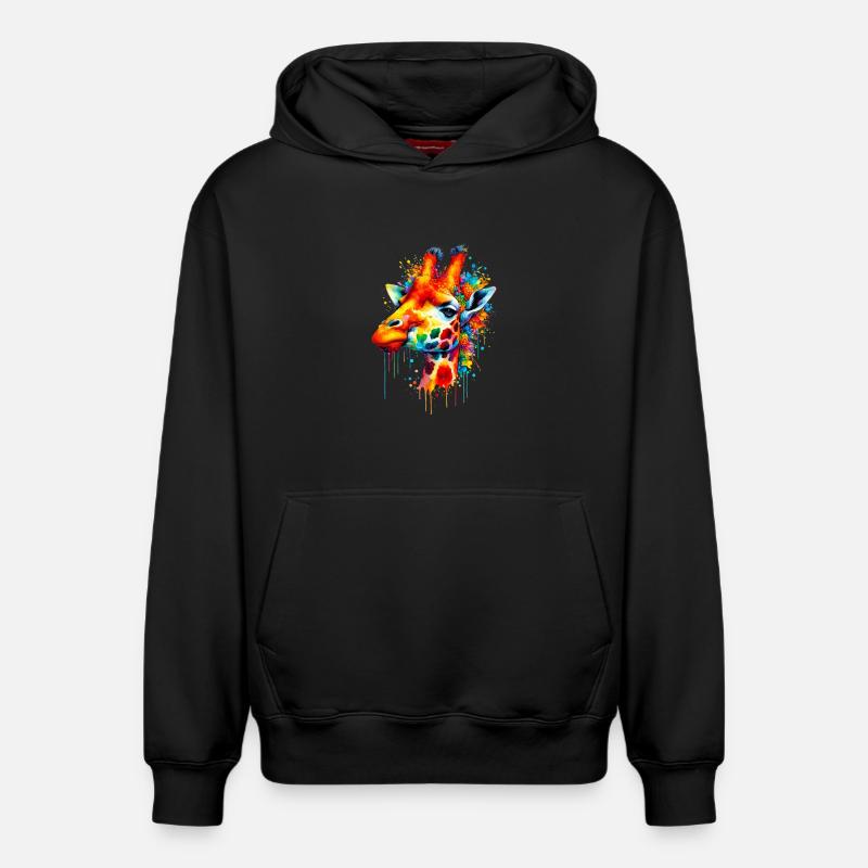 Girafe - Sweat à capuche unisexe décontracté en coton biologique – de SPREAD - noir