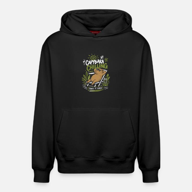 Capybara Froid Prends ça relax - Sweat à capuche unisexe décontracté en coton biologique – de SPREAD - noir