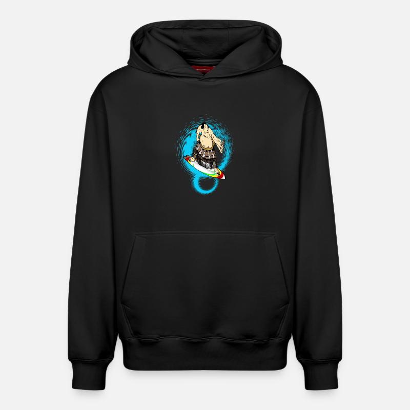Surfeur de sumo - Sweat à capuche unisexe décontracté en coton biologique – de SPREAD - noir