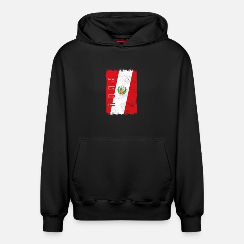 Drapeau du Pérou - Sweat à capuche unisexe décontracté en coton biologique – de SPREAD - noir