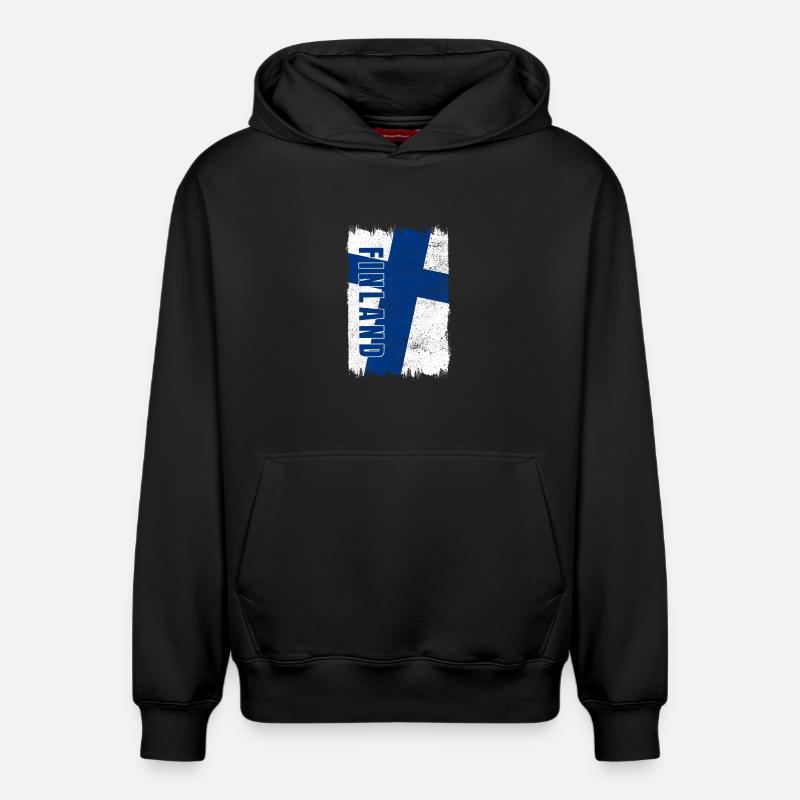 Drapeau de la Finlande - Sweat à capuche unisexe décontracté en coton biologique – de SPREAD - noir