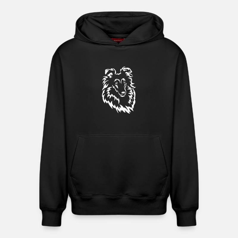 Sheltie Head « Black Edition » - Sweat à capuche unisexe décontracté en coton biologique – de SPREAD - noir