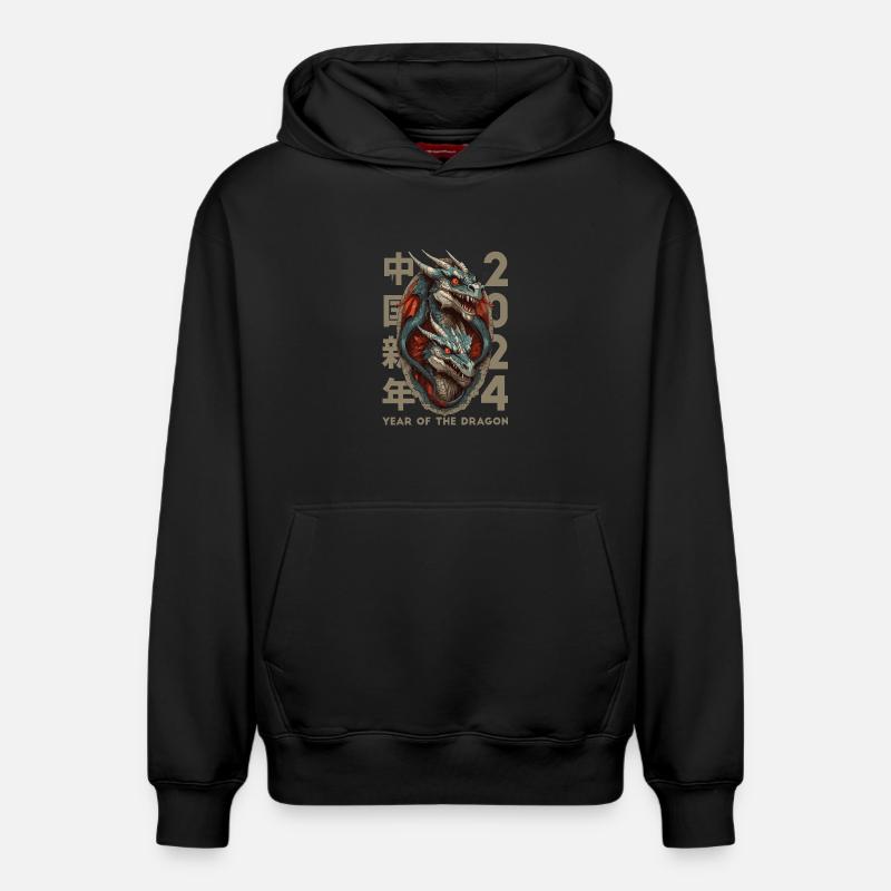 Dragon chinois - Sweat à capuche unisexe décontracté en coton biologique – de SPREAD - noir
