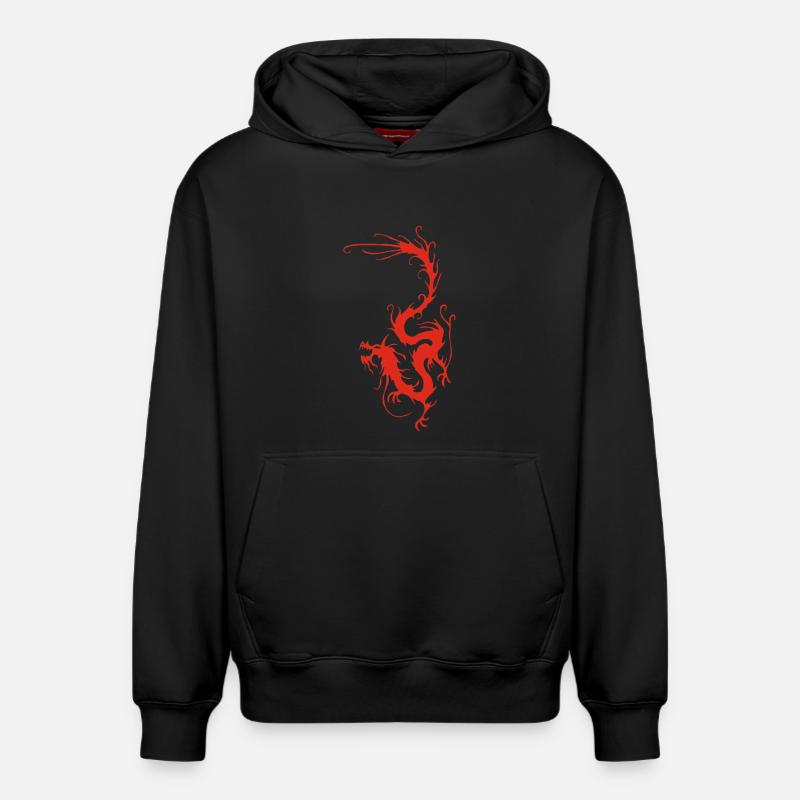Dragon de fumée rouge - Sweat à capuche unisexe décontracté en coton biologique – de SPREAD - noir