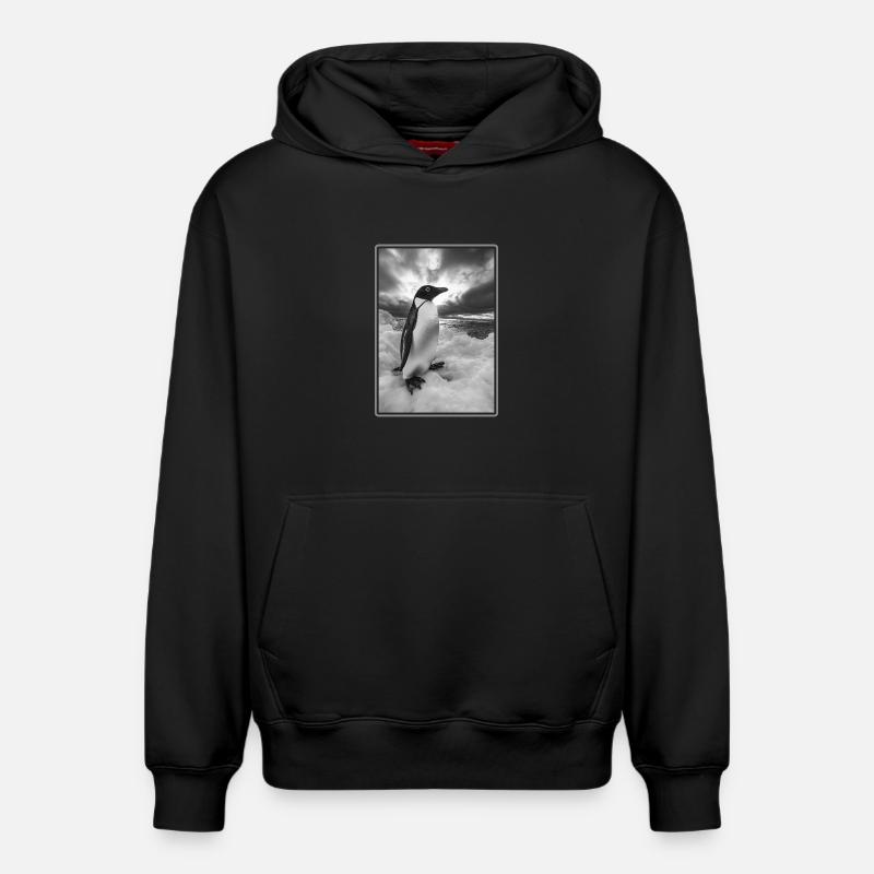 Pingouins Pingouin - Sweat à capuche unisexe décontracté en coton biologique – de SPREAD - noir