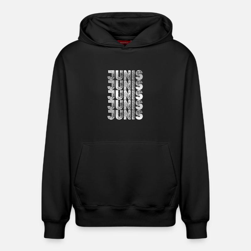 JUNIS Raster Typografie Muster - Relaxed Unisex Organic Hoodie – von SPREAD - Schwarz