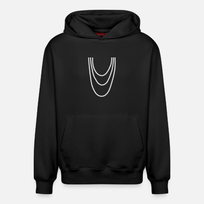 Perlenkette - Relaxed Unisex Organic Hoodie – von SPREAD - Schwarz
