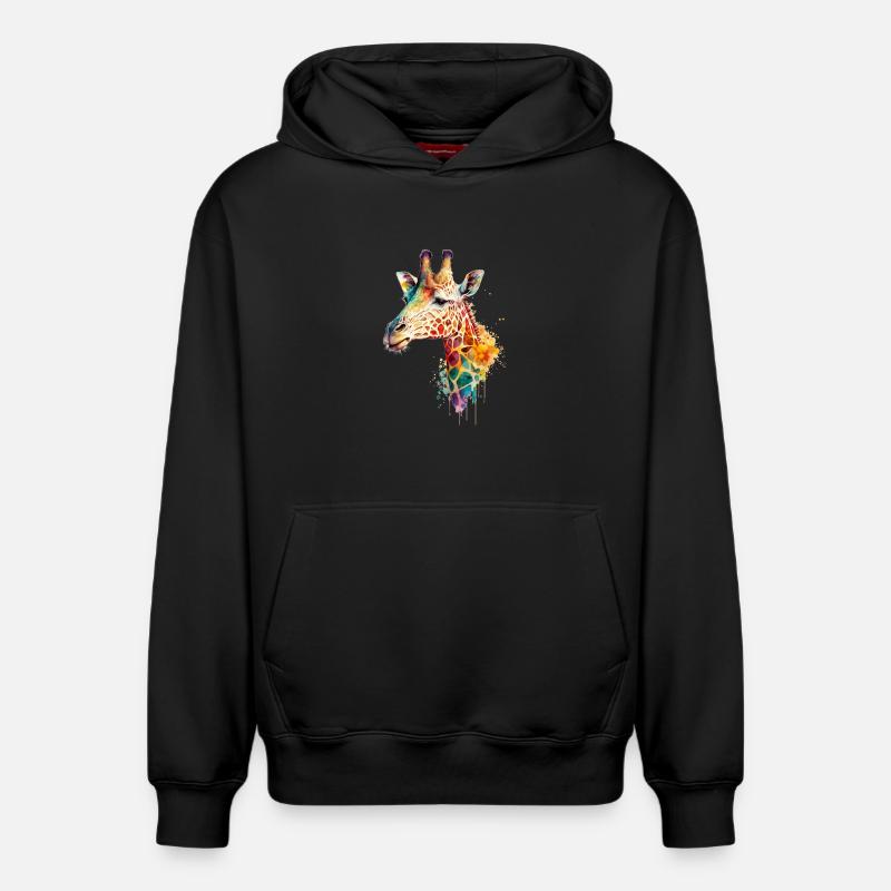 Girafe - Sweat à capuche unisexe décontracté en coton biologique – de SPREAD - noir