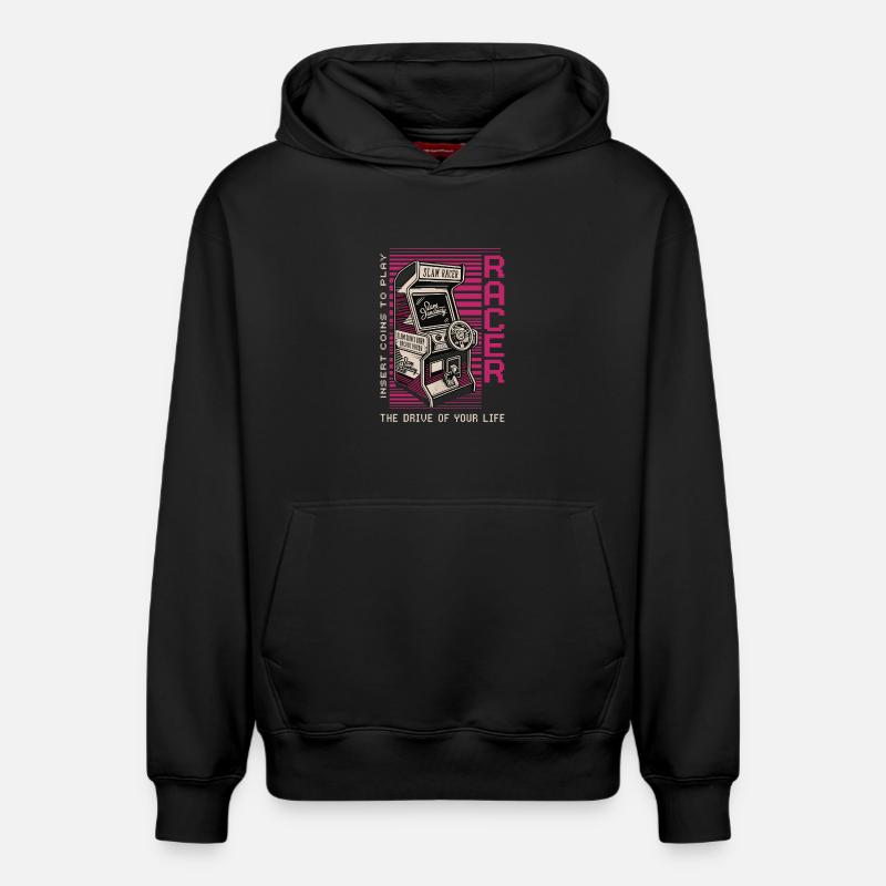 Racer Arcade Neon Retro - Sweat à capuche unisexe décontracté en coton biologique – de SPREAD - noir
