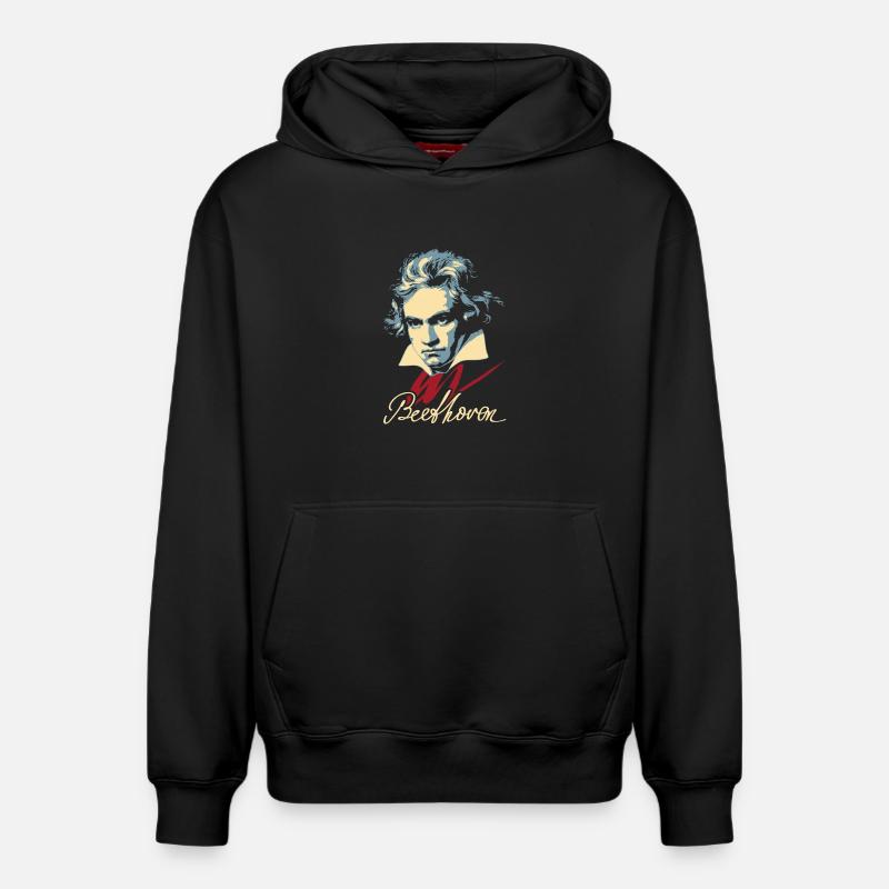 Beethoven (sombre) - Sweat à capuche unisexe décontracté en coton biologique – de SPREAD - noir