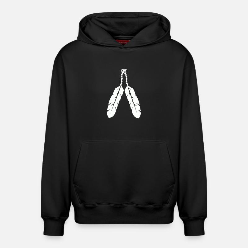 Conception de pendentif en plume autochtone - Sweat à capuche unisexe décontracté en coton biologique – de SPREAD - noir