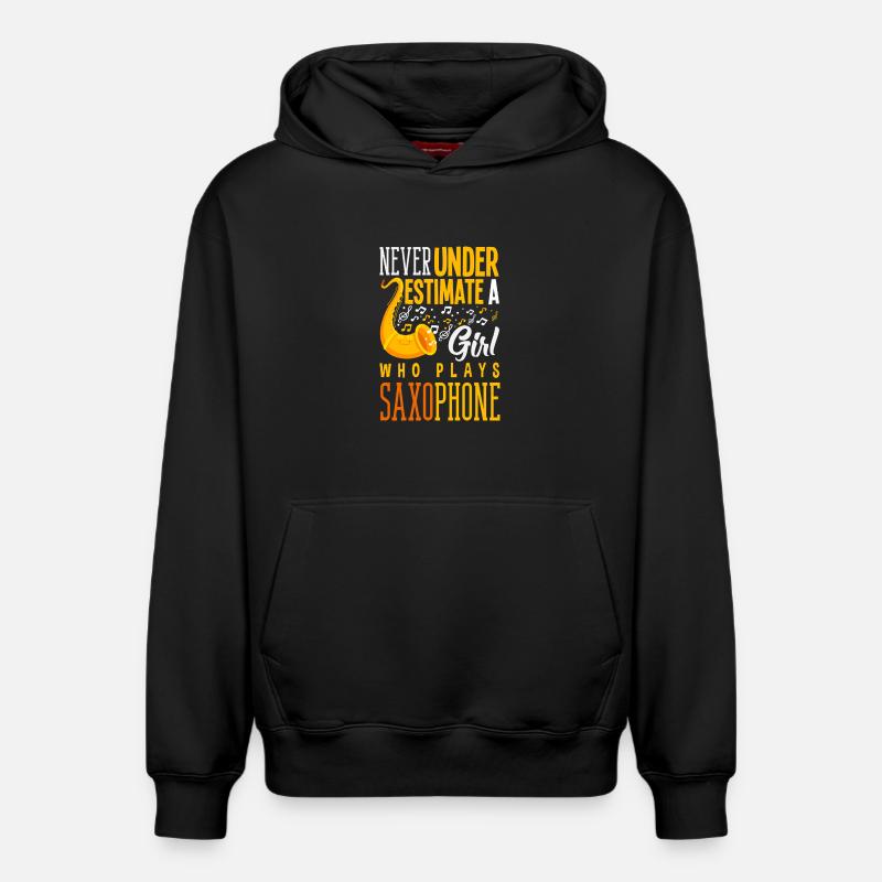 Saxophone - Sweat à capuche unisexe décontracté en coton biologique – de SPREAD - noir