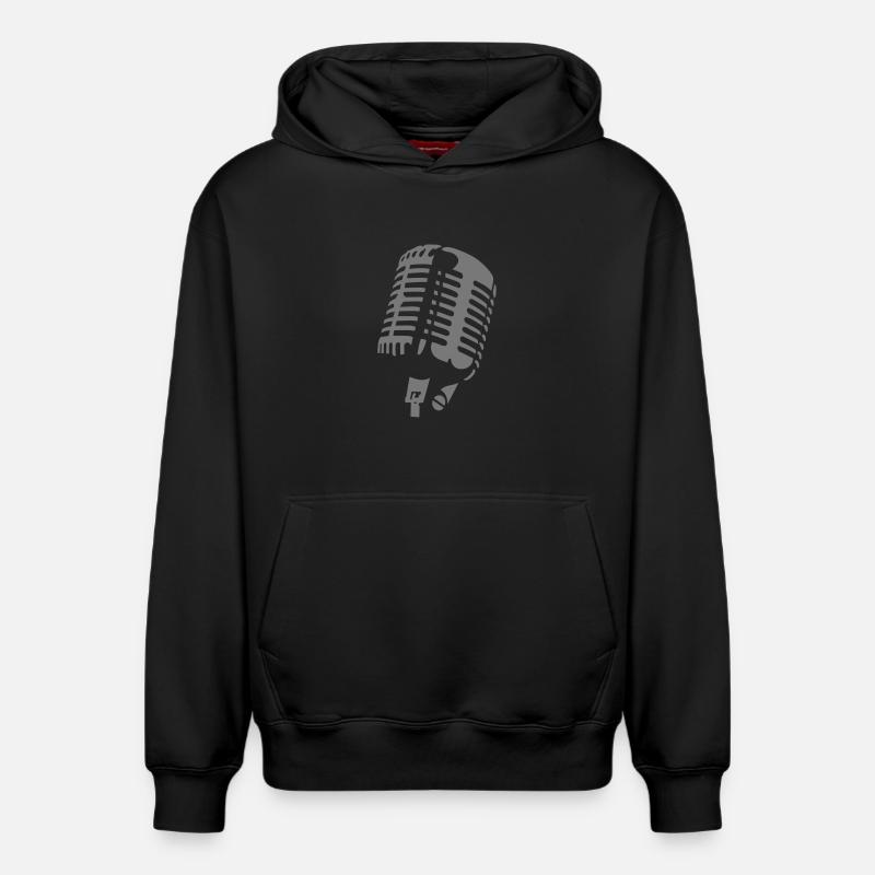 microphone - Sweat à capuche unisexe décontracté en coton biologique – de SPREAD - noir