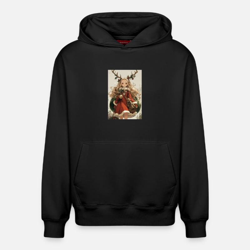 Elfe Cerf Noël - Sweat à capuche unisexe décontracté en coton biologique – de SPREAD - noir