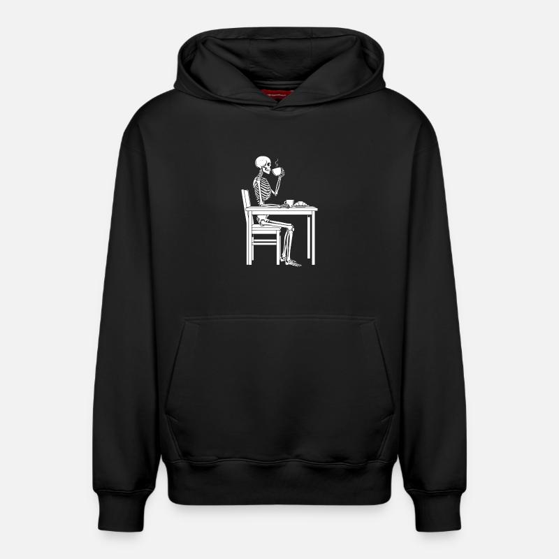 Pause café Skeleton - Sweat à capuche unisexe décontracté en coton biologique – de SPREAD - noir