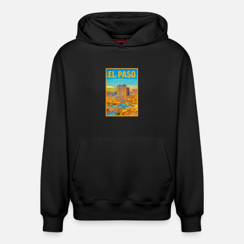 El Paso Skyline Rétro - Sweat à capuche unisexe décontracté en coton biologique – de SPREAD - noir