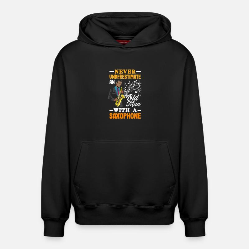 Saxophone - Sweat à capuche unisexe décontracté en coton biologique – de SPREAD - noir