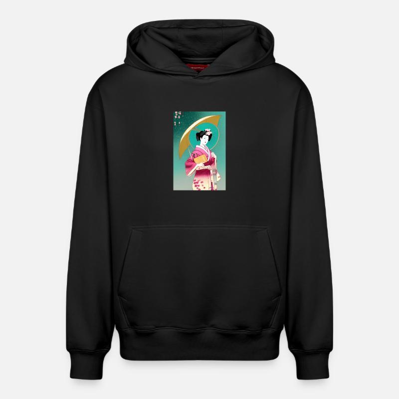 Geisha 2 - Sweat à capuche unisexe décontracté en coton biologique – de SPREAD - noir