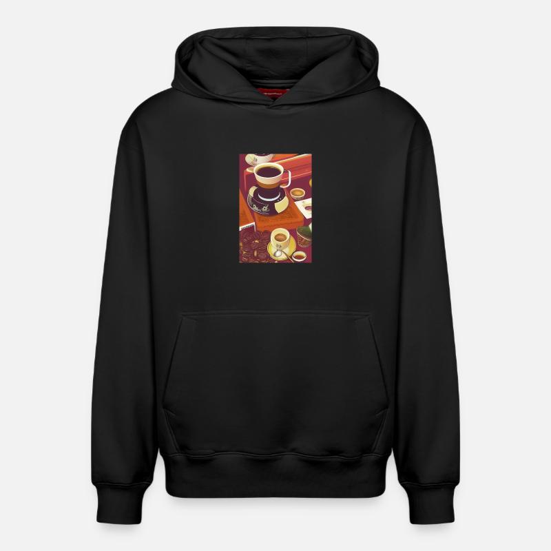 Café, grains de café - Sweat à capuche unisexe décontracté en coton biologique – de SPREAD - noir