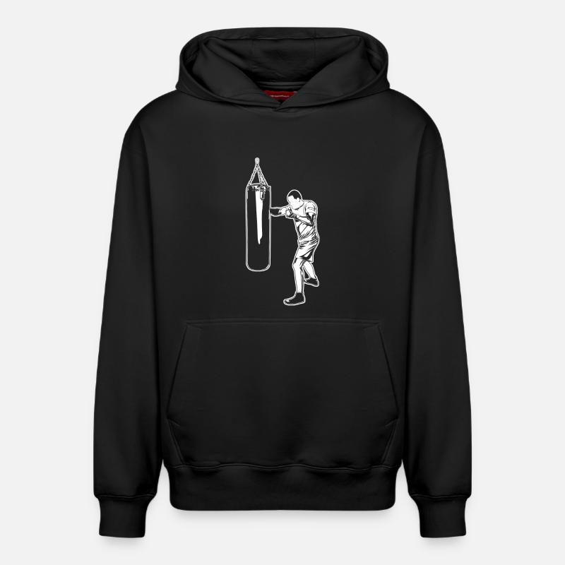 Dessin de boxe - Sweat à capuche unisexe décontracté en coton biologique – de SPREAD - noir