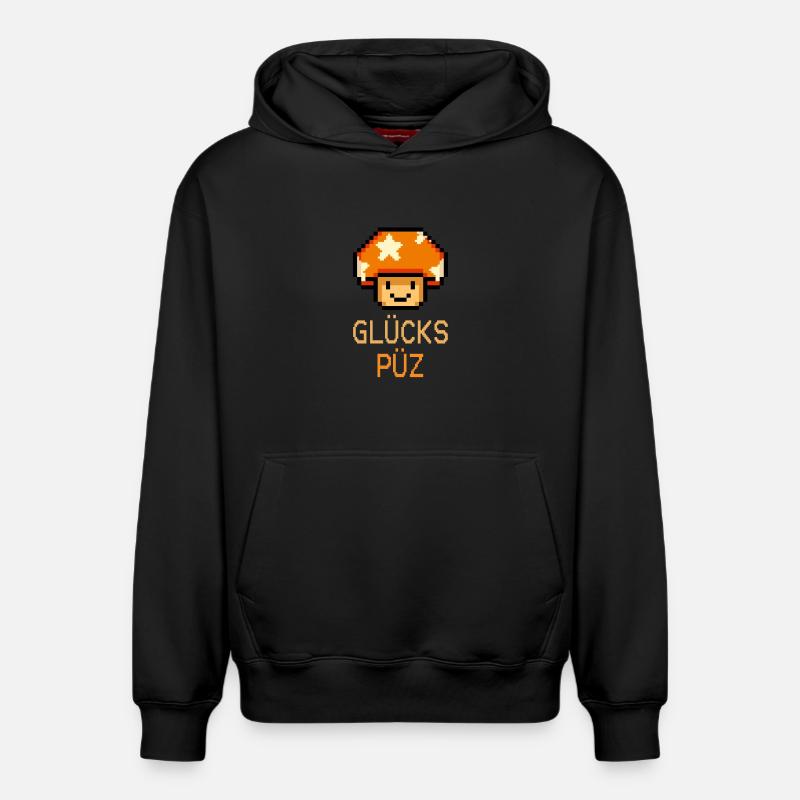 Glückspüz - Lucky Guy, Dialecte, Pixel - Sweat à capuche unisexe décontracté en coton biologique – de SPREAD - noir