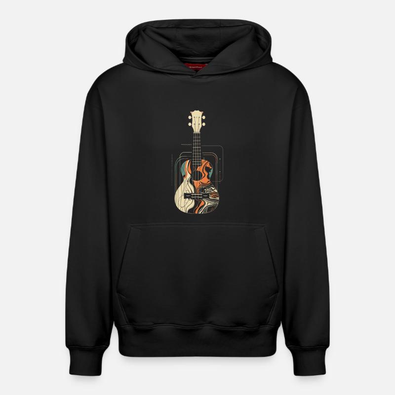 Graphiques Ukulele - Sweat à capuche unisexe décontracté en coton biologique – de SPREAD - noir