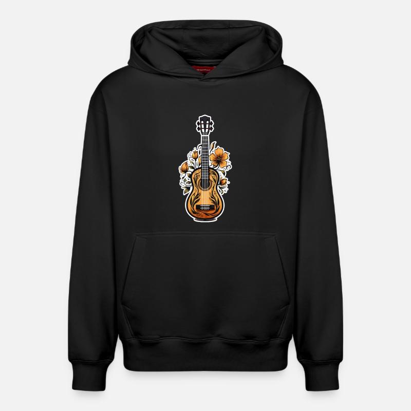 Graphiques Ukulele - Sweat à capuche unisexe décontracté en coton biologique – de SPREAD - noir