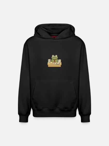 Business Frog - Relaxed Unisex Organic Hoodie – by SPREAD - black