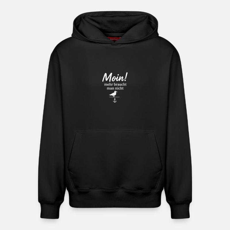 Moin Seeflair Dicton avec mouette et ancre - Sweat à capuche unisexe décontracté en coton biologique – de SPREAD - noir