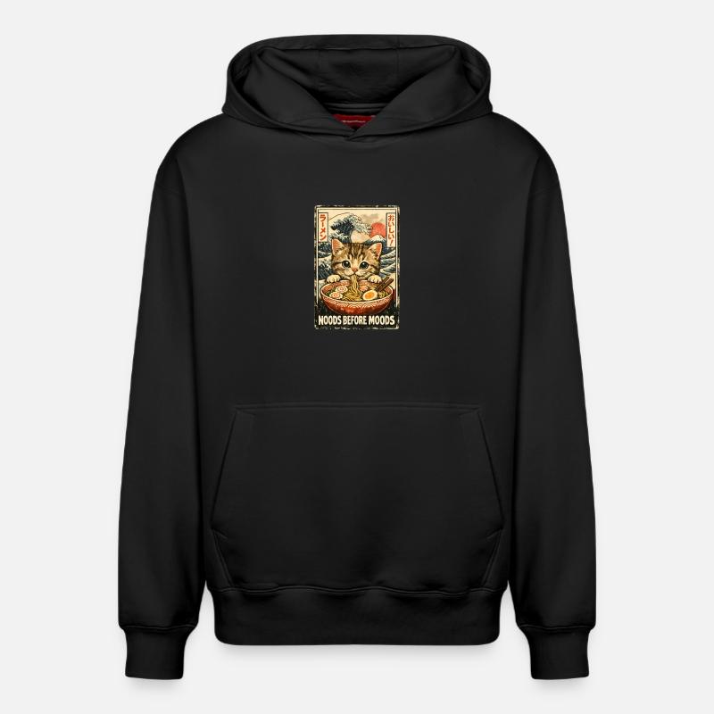 Maneki Neko Fortune Ramen - Sweat à capuche unisexe décontracté en coton biologique – de SPREAD - noir