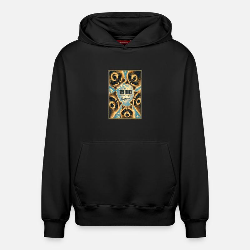 Affiche du Raccoon Council - Sweat à capuche unisexe décontracté en coton biologique – de SPREAD - noir
