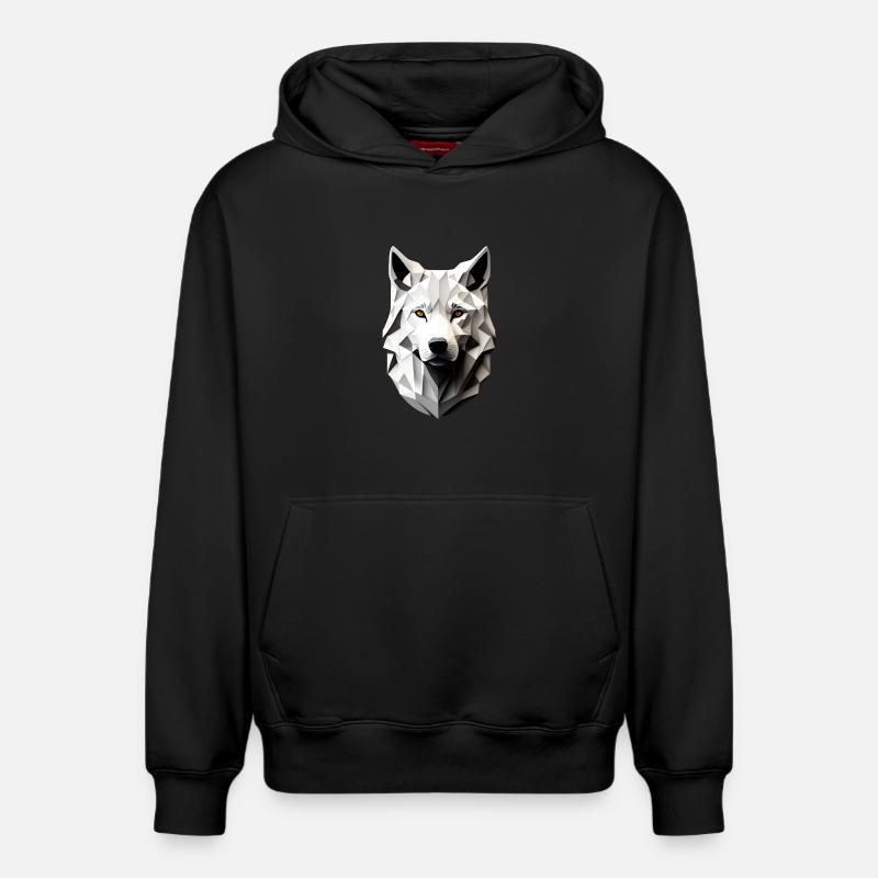 Tête du Loup Blanc - Sweat à capuche unisexe décontracté en coton biologique – de SPREAD - noir