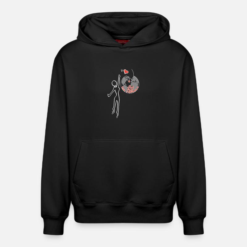 Donnez de l’amour - Sweat à capuche unisexe décontracté en coton biologique – de SPREAD - noir