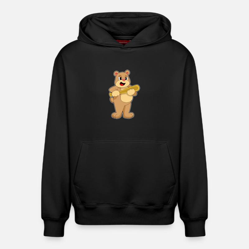 Batte de baseball Bear - Sweat à capuche unisexe décontracté en coton biologique – de SPREAD - noir