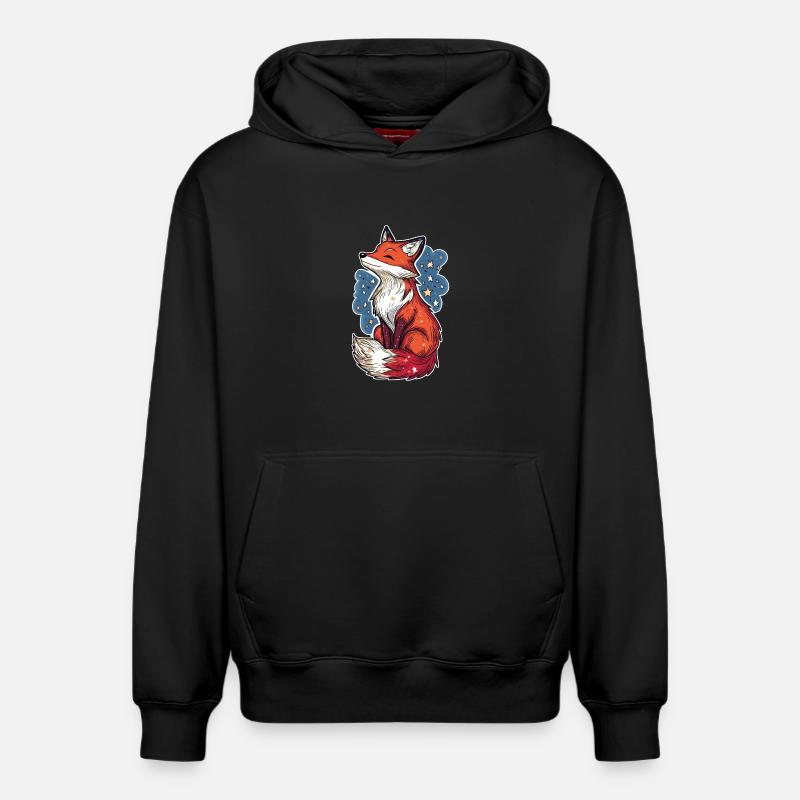Renard et ciel étoilé - Sweat à capuche unisexe décontracté en coton biologique – de SPREAD - noir