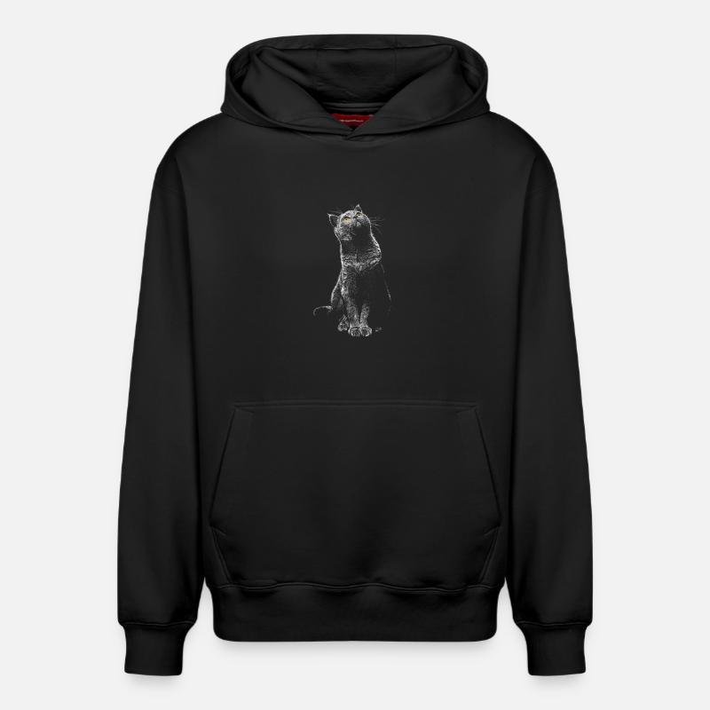 Chat - Sweat à capuche unisexe décontracté en coton biologique – de SPREAD - noir