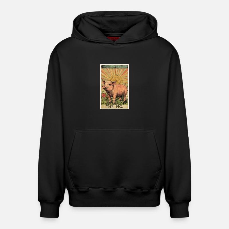 Cochon Cochon - Sweat à capuche unisexe décontracté en coton biologique – de SPREAD - noir