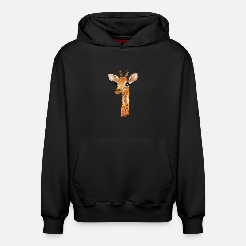 Dessin d'une girafe mignonne - Sweat à capuche unisexe décontracté en coton biologique – de SPREAD - noir