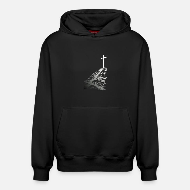 Croix blanche avec ombre - Sweat à capuche unisexe décontracté en coton biologique – de SPREAD - noir