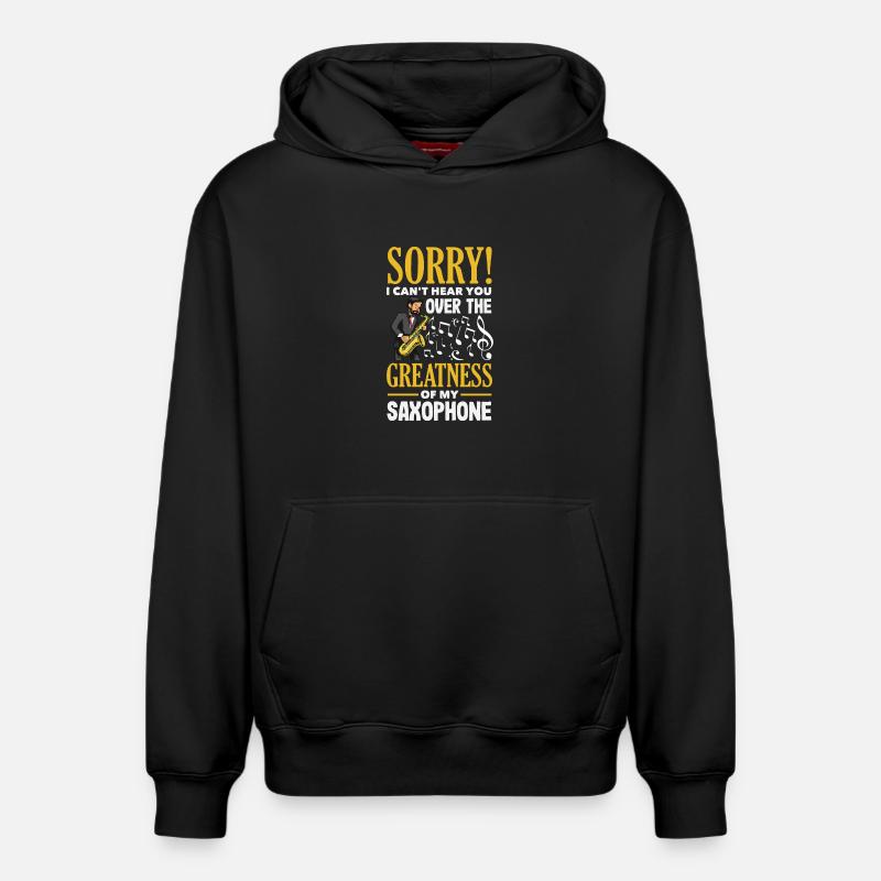 Saxophone - Sweat à capuche unisexe décontracté en coton biologique – de SPREAD - noir