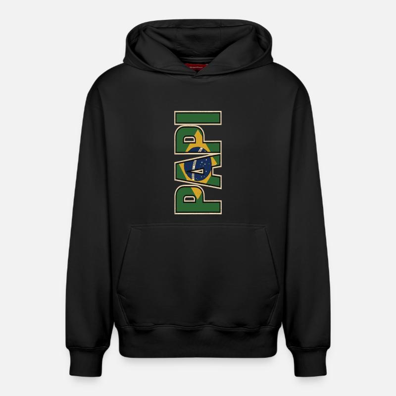 PAPI Brasil – Style rétro avec drapeaux - Sweat à capuche unisexe décontracté en coton biologique – de SPREAD - noir