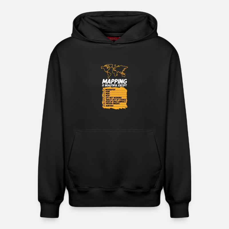 Conception cartographique - Sweat à capuche unisexe décontracté en coton biologique – de SPREAD - noir