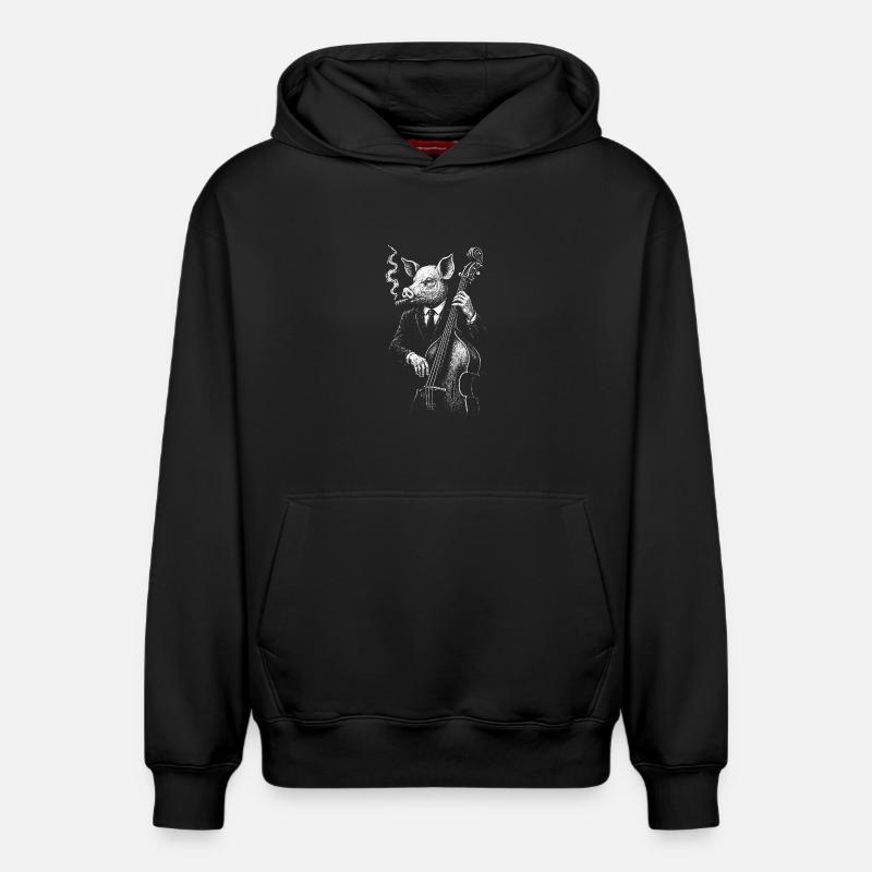 Jazz Pig à la contrebasse - Sweat à capuche unisexe décontracté en coton biologique – de SPREAD - noir