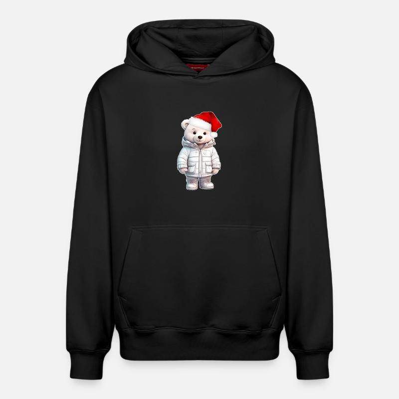 Noël de l’ours - Sweat à capuche unisexe décontracté en coton biologique – de SPREAD - noir