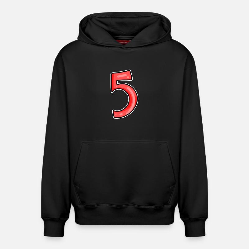 5 rouge - Sweat à capuche unisexe décontracté en coton biologique – de SPREAD - noir