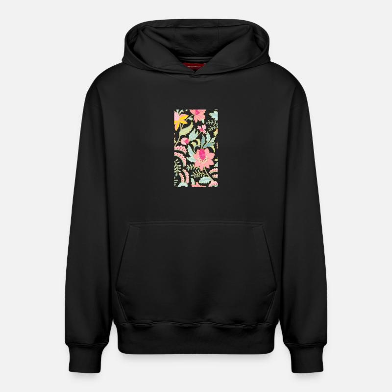 Fleurs - Sweat à capuche unisexe décontracté en coton biologique – de SPREAD - noir