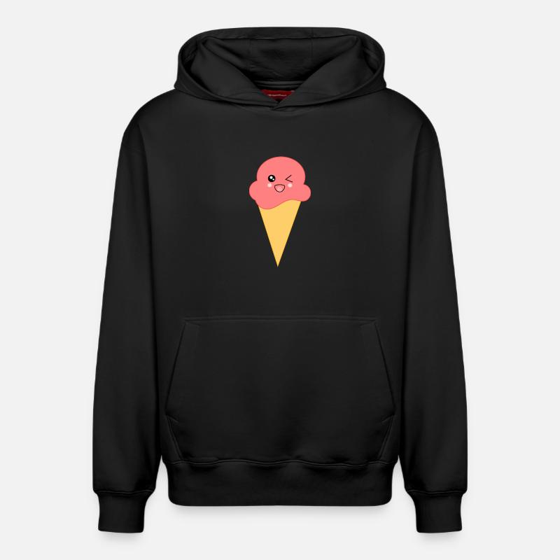 Eis Eiscreme Erdbeereis - Relaxed Unisex Organic Hoodie – von SPREAD - Schwarz